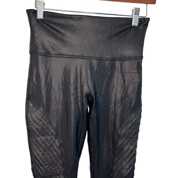 SPANX Moto faux-leather leggings Size Medium Bikercore Black - Picture 6 of 10